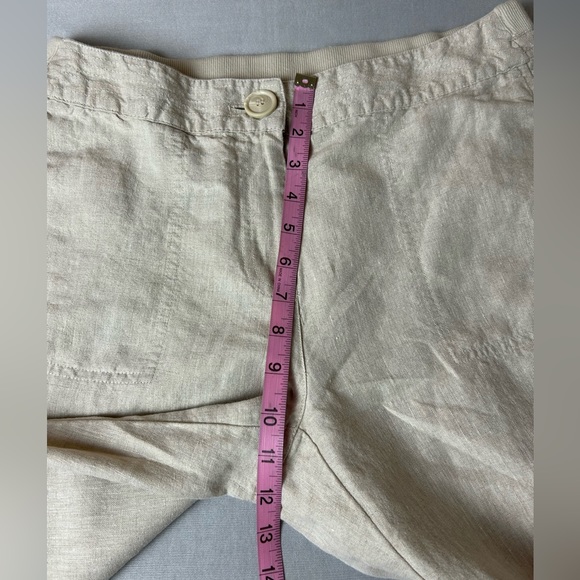 Chico’s Pants Size 1 M 100% Linen Oatmeal Color Elastic Waistband Pockets - Picture 5 of 6